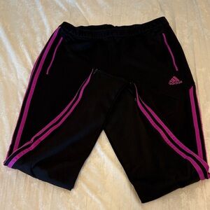 Adidas Black Pants with Vibrant Pink Stripes